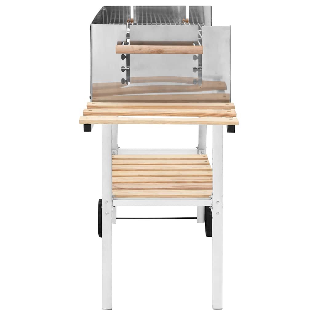 XXL tragbarer Holzkohlegrill aus Edelstahl mit 2 Ablagen vidaxl