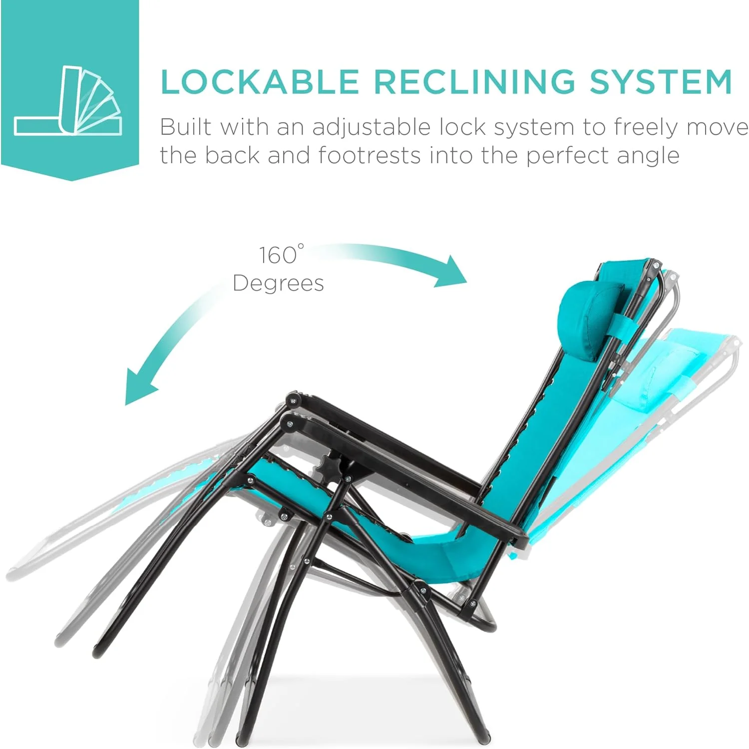 Bedste valg – Zero Gravity-lænestol til terrassen. Justerbar og foldbar udendørsstol med baldakin, nakkepude og sidebakke. Textilene – Påfugleblå