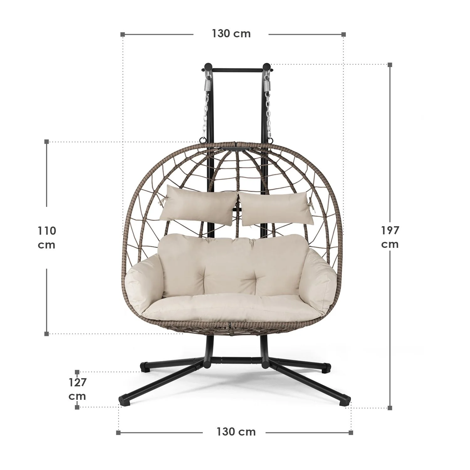 Fauteuil suspendu double Aria 2025 en résine tressée