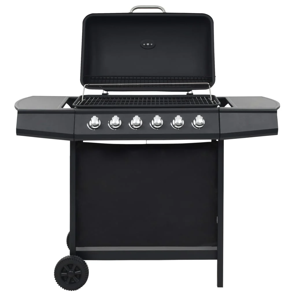 Barbecue à gaz portable 2025 avec 6 zones de cuisson, acier noir V3794