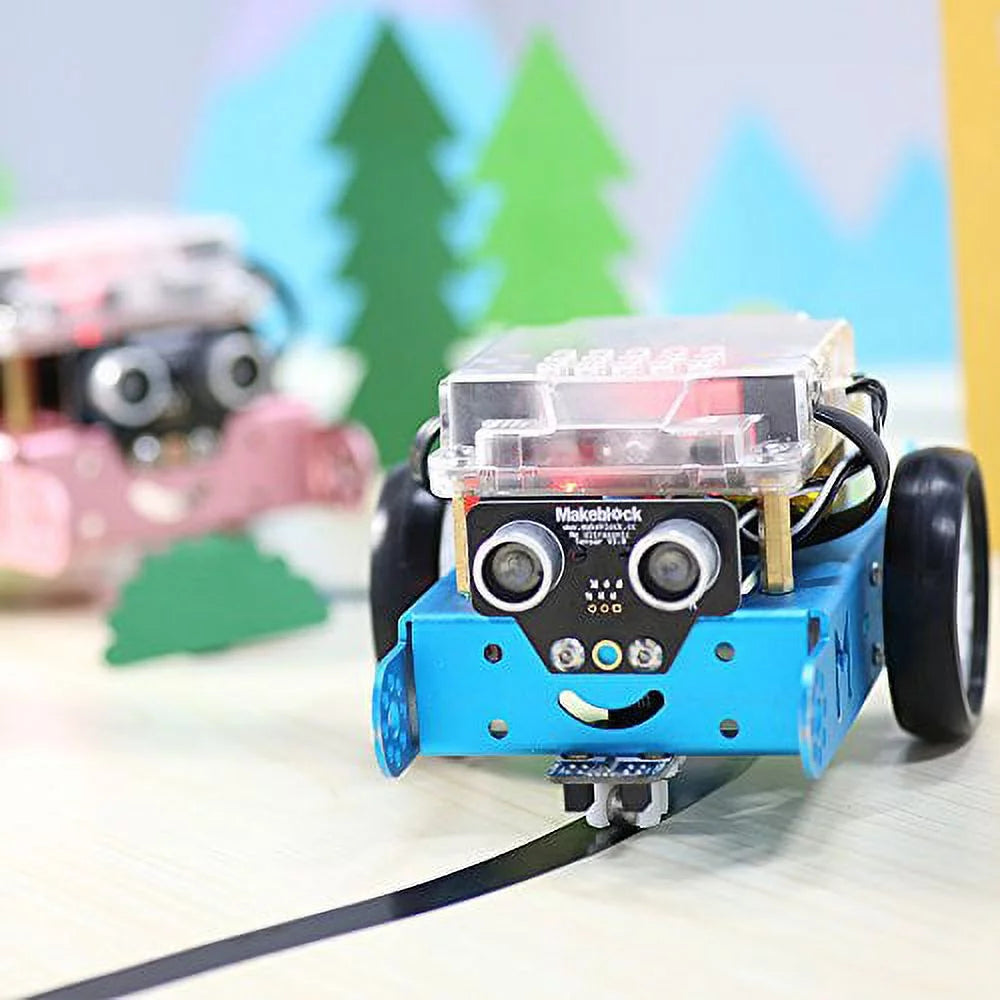 Makeblock DIY mBot Kit (Bluetooth-version) – STEM-uddannelse – Arduino – Scratch 2.0 – Programmerbart robotkit til børn, der lærer at programmere, familie, blå
