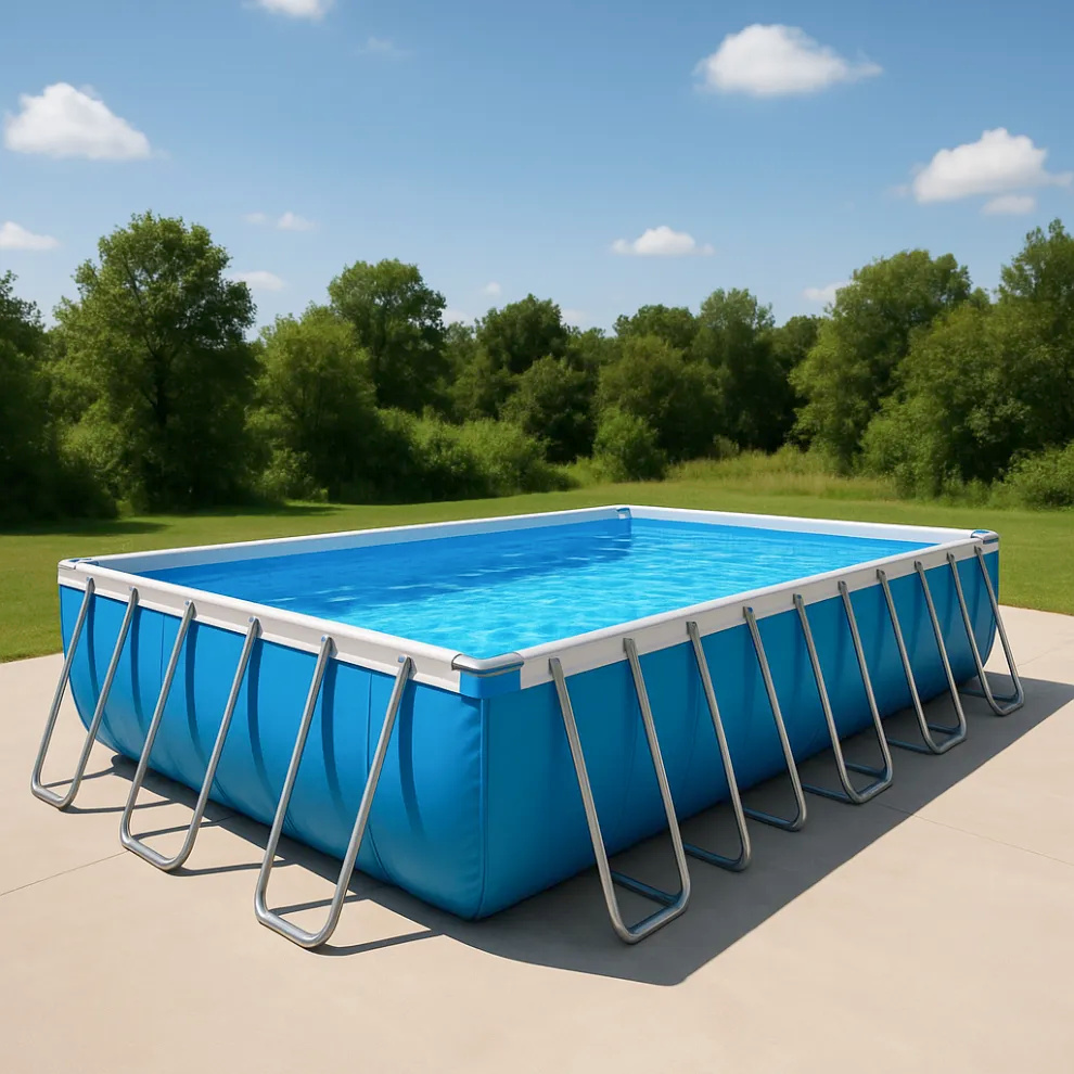 Piscine tubulaire rectangulaire hors-sol, bleu clair, en métal et PVC, pour jardin et extérieur, 732 x 366 x 132 cm WTFWRDT634Az