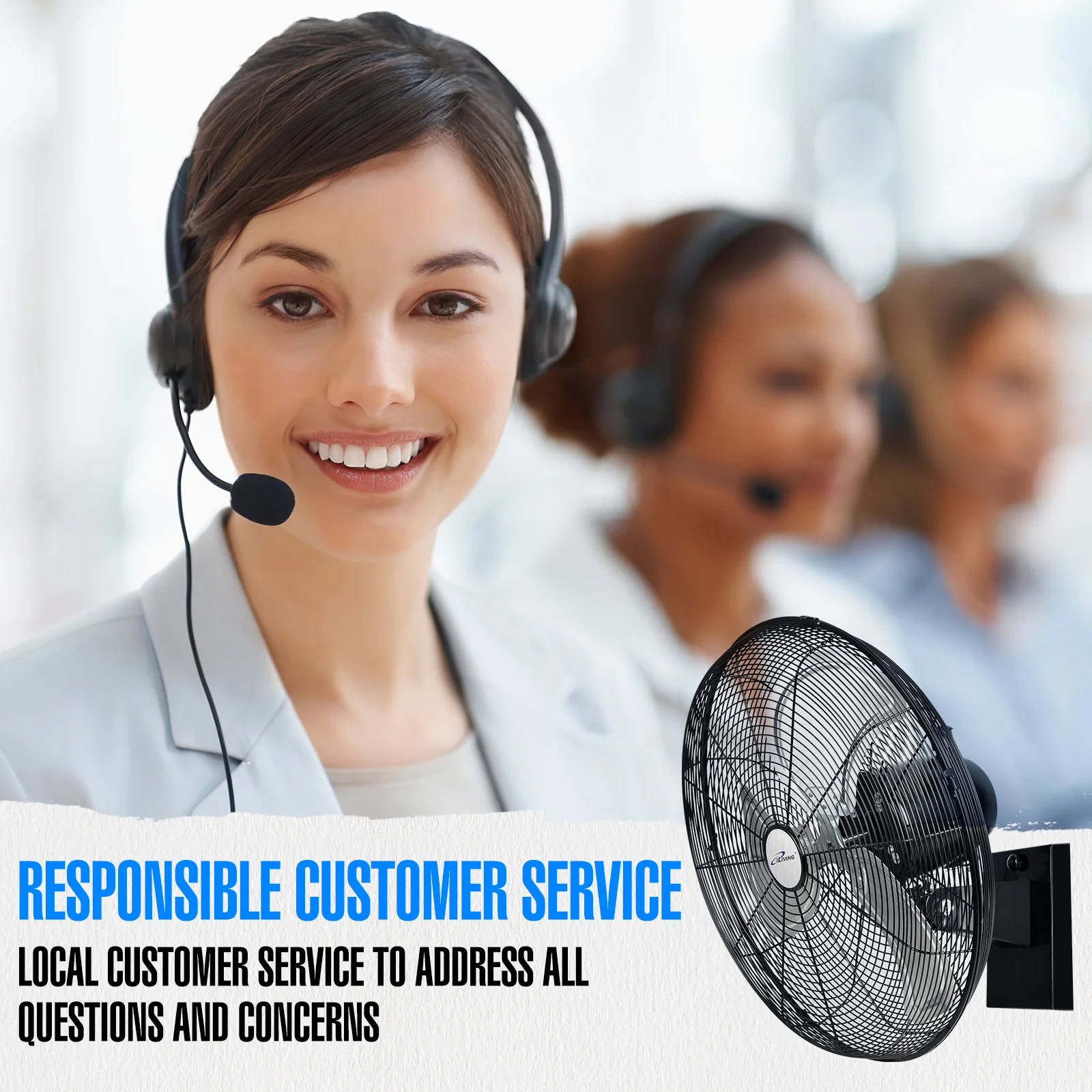 iLiving 2025 45,7 cm (18 Zoll) Hochgeschwindigkeits-Wandventilator mit Oszillation für den Außenbereich. 4150 CFM (Kubikfuß pro Minute). Leistungsstarker Motor. Variable Drehzahl. Ideal für Werkstätten, Garagen, Veranden sowie für gewerbliche und ind