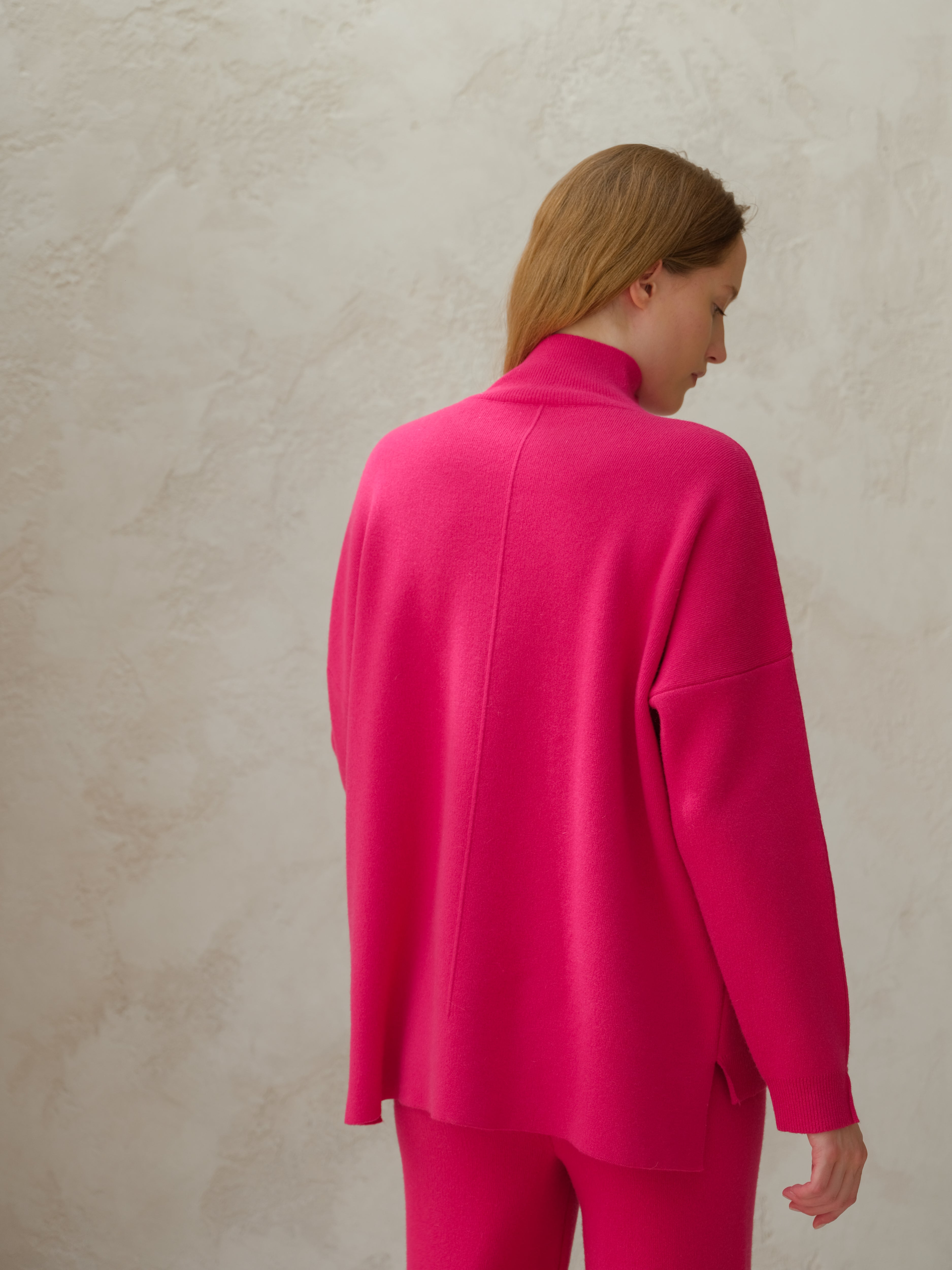 Wool & Cashmere Mix Solid Maxi Turtleneck Sweater