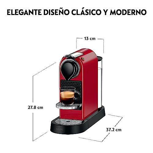 Machine à café à capsules Krups Nespresso Pixie (nouveau design 2025) | Espresso et Lungo | Style industriel | Faible consommation d'énergie | Arrêt automatique | Plateau réglable | Capsules recyclables | Modèle XN306T