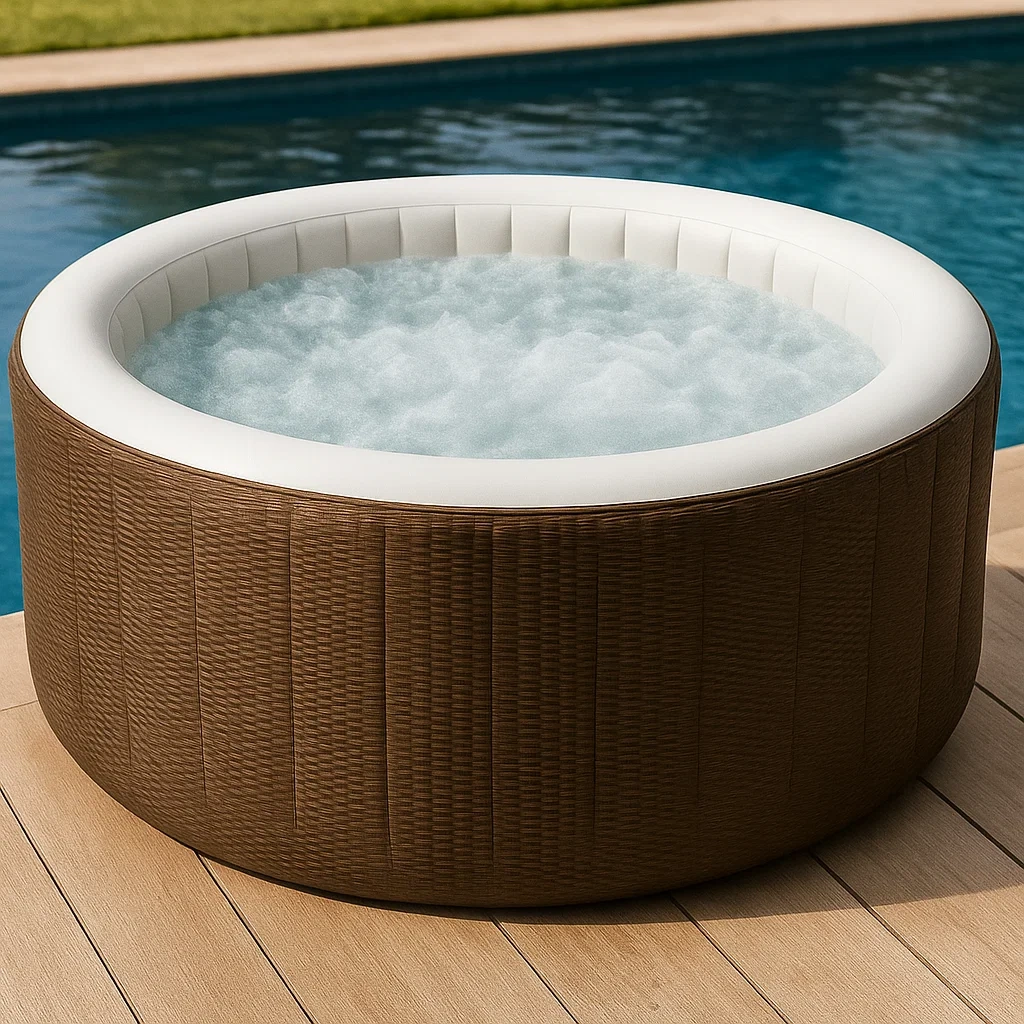 Spa gonflable rond 180x180x71 cm 4 personnes marron/blanc gWAyzyM335sa
