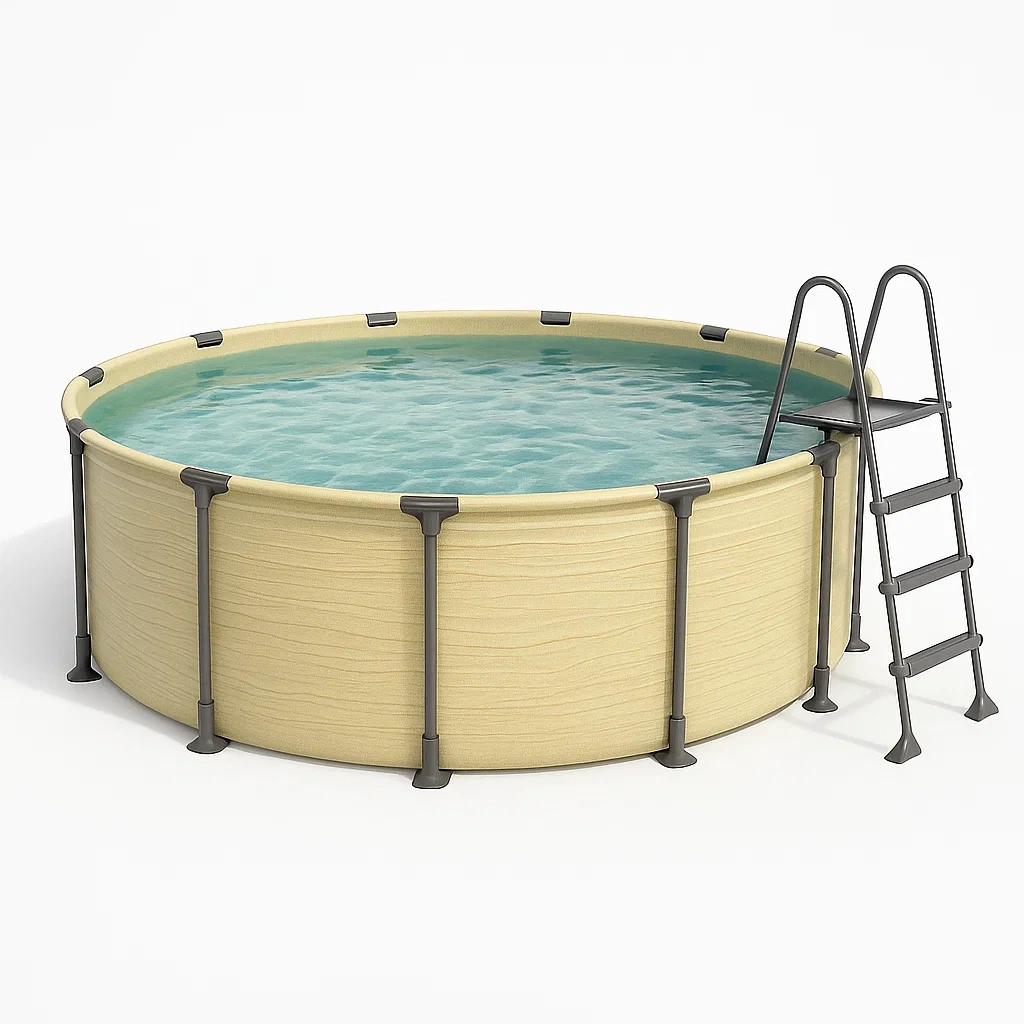 Piscine tubulaire ronde démontable 448 x 105 cm, couleur beige, avec filtre et échelle yoEhAwH294gd