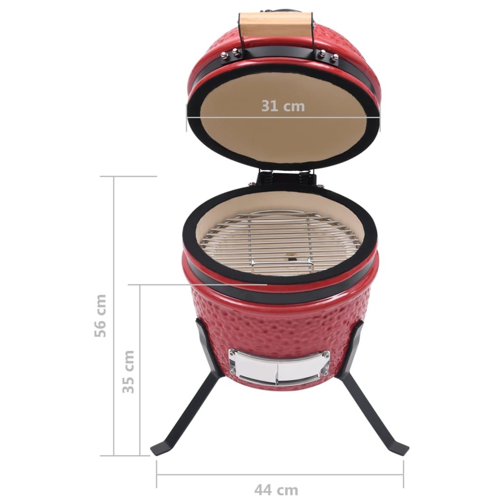 2-in-1-Keramik-Kamado-Grill, rot, 56 cm, Vidaxl