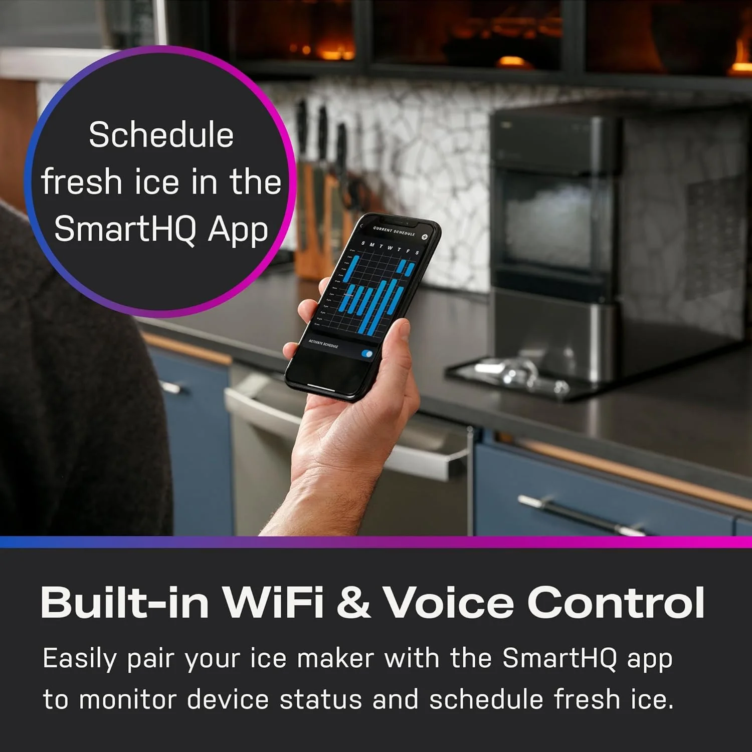 GE Profile Opal 2.0 (Modelljahr 2025) – Eiswürfelbereiter im Nugget-Stil mit 0,75-Gallonen-Behälter. Edelstahl.