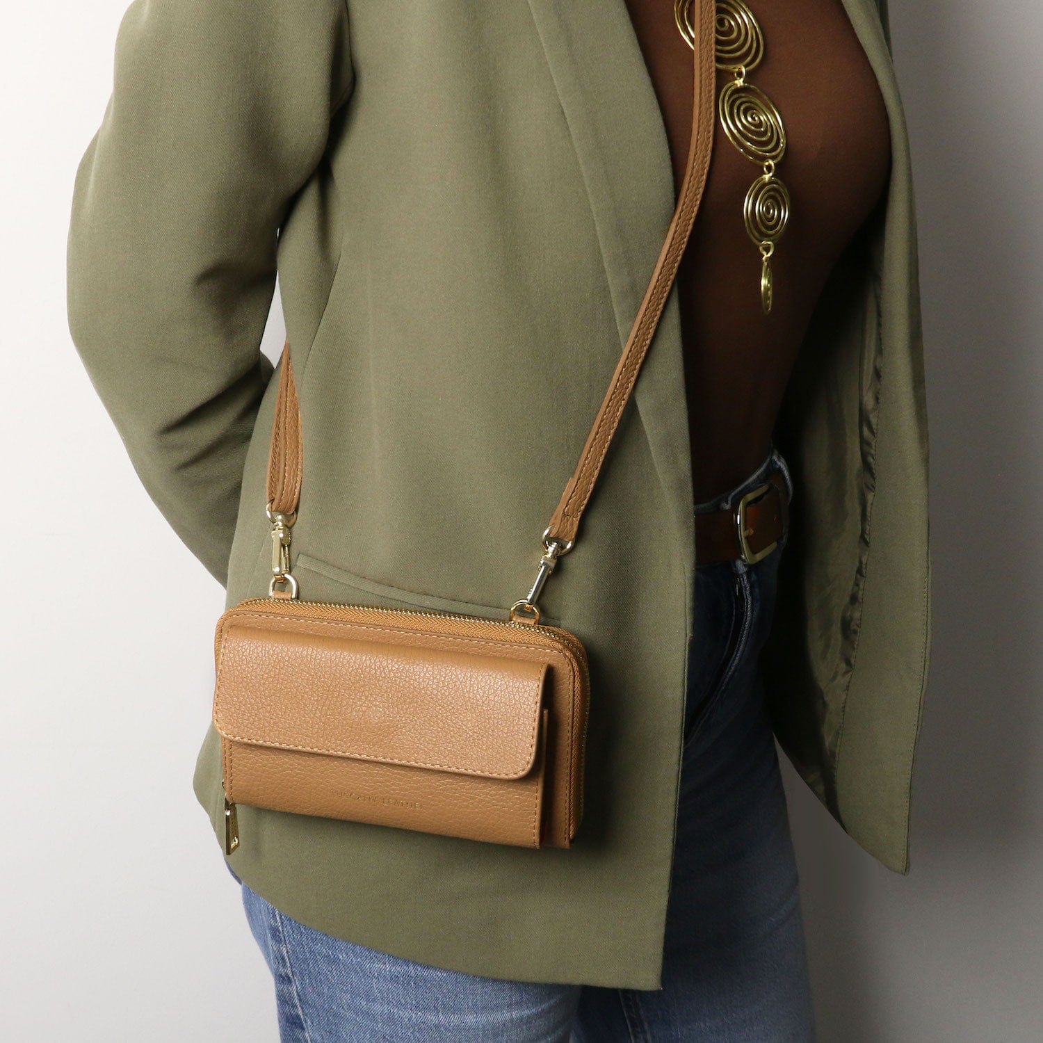 Urania - Leather phone wallet with strap | TL142433