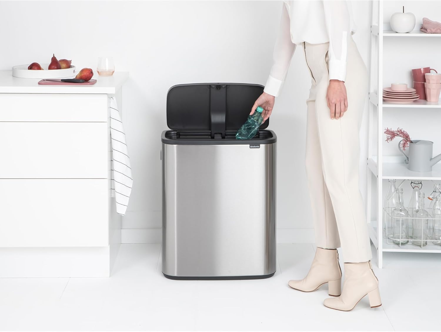 Brabantia Abfalleimer, Stahl matt, Anti-Fingerprint, 2 x 30 l