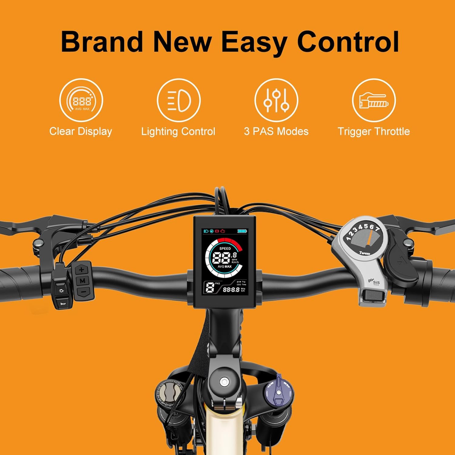 Vélo électrique Jasion EB5 pour adultes avec batterie amovible de 360 ​​Wh, 64 km, 32 km/h, VTT électrique de ville avec moteur de 350 W, 7 vitesses, pneus de 26 pouces et suspension avant.