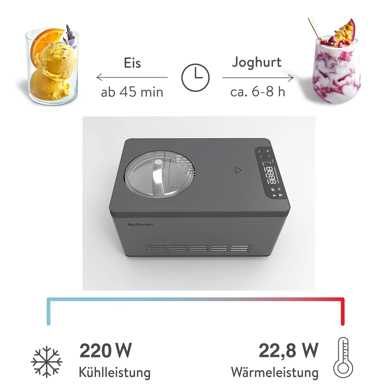 2025 Elisa 2,0 liters køleskab – sort eller sølv