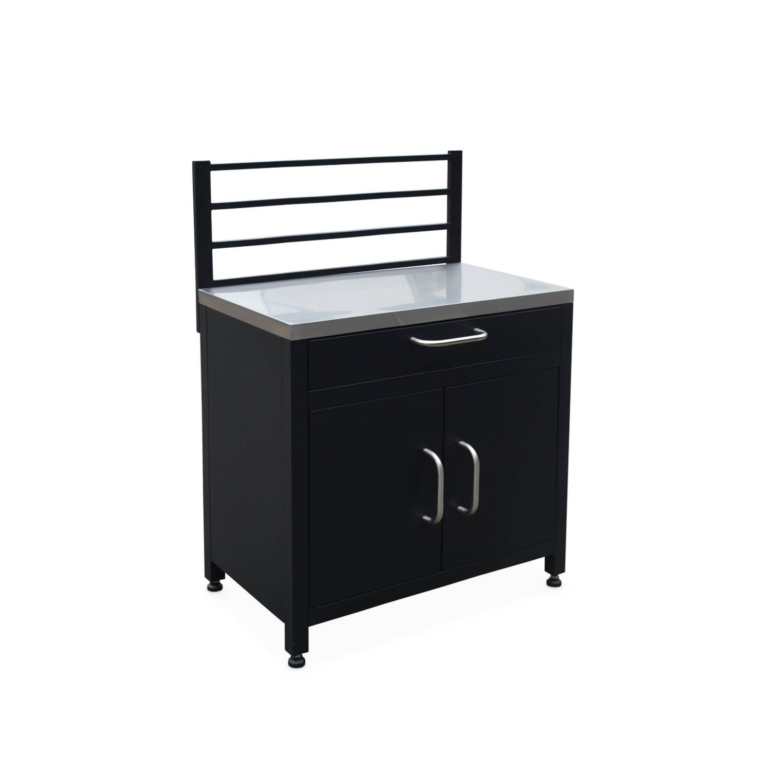 Stahl-Außenküche mit 1 Schublade und 2 Türen, 80 cm, Schwarz