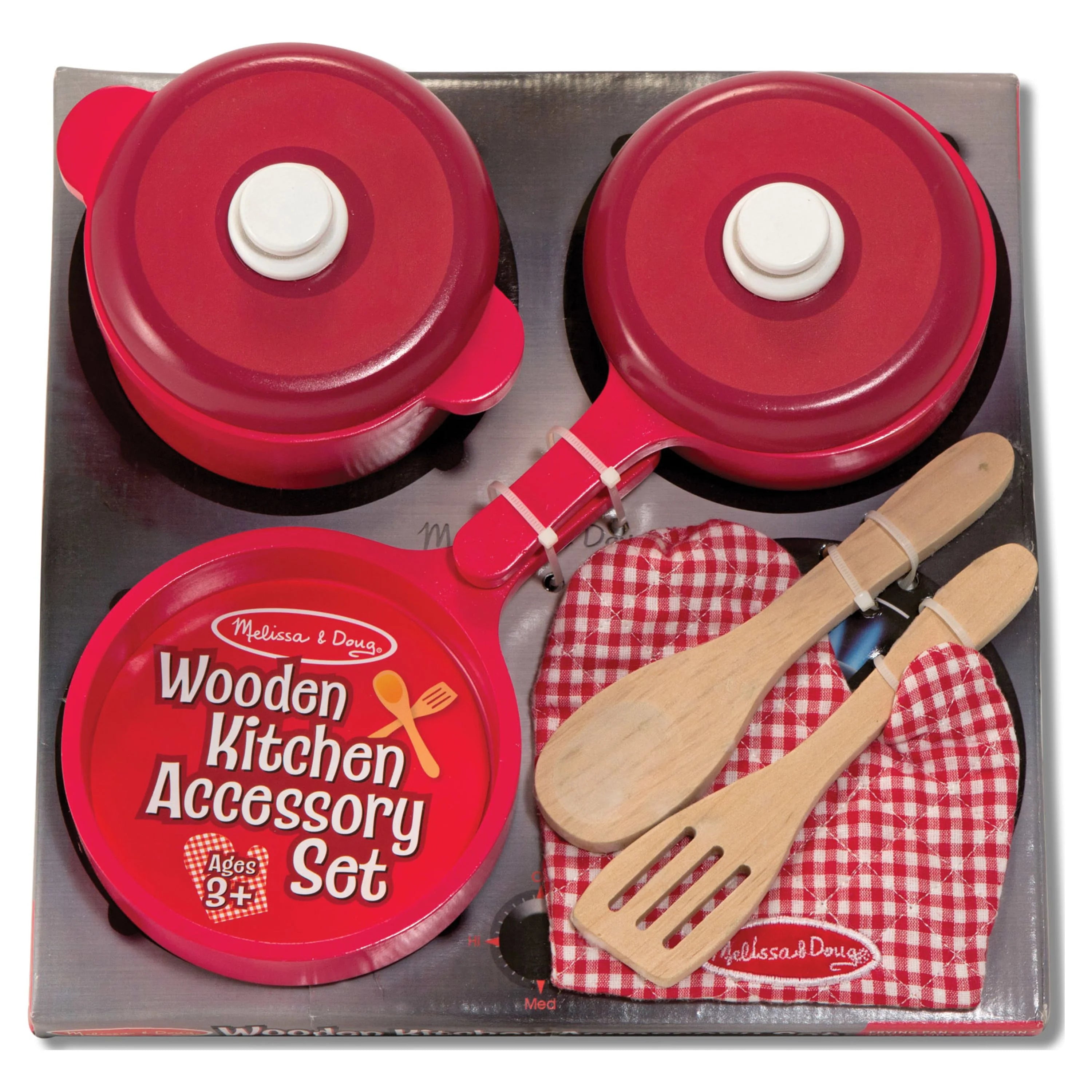 Melissa & Doug Deluxe køkkentilbehørssæt i træ – Gryder og pander (8 dele)