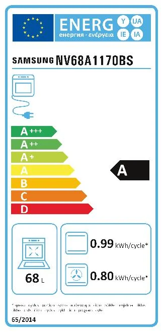 Samsung NV68A1170BS Multifunktionsbackofen, 1,8 kW, 68 l, Klapptür, 7 Kochfunktionen, Energieeffizienzklasse A – Edelstahl