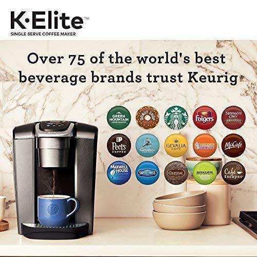 Keurig K-Elite kaffemaskine til én kop med K-Cup-kapsler, iskafskapacitet, børstet skiferfinish