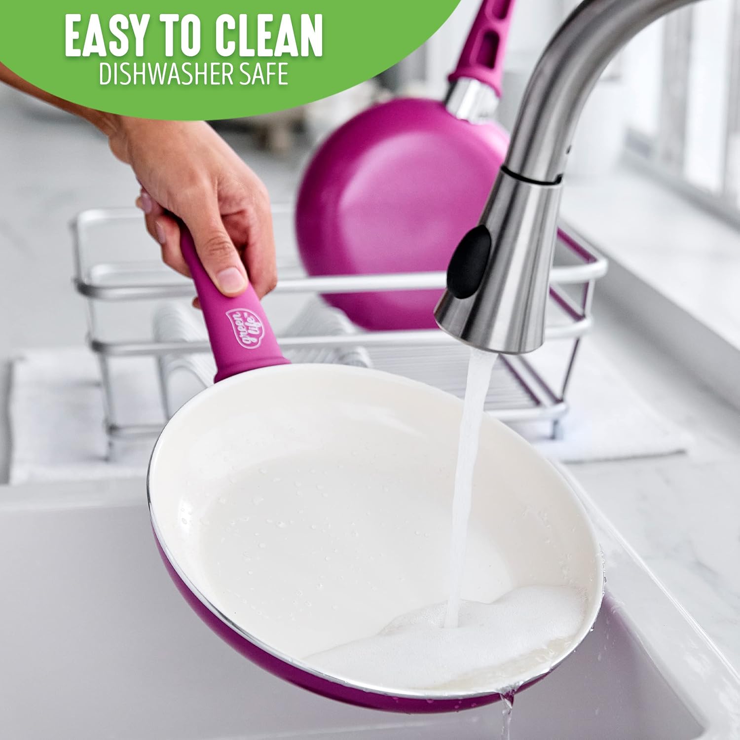 GreenLife Soft Grip 16-teiliges Antihaft-Keramik-Kochgeschirr-Set, bestehend aus Bratpfanne, Stielkasserolle und Topf, PFAS-frei, spülmaschinenfest, ofenfest, türkis