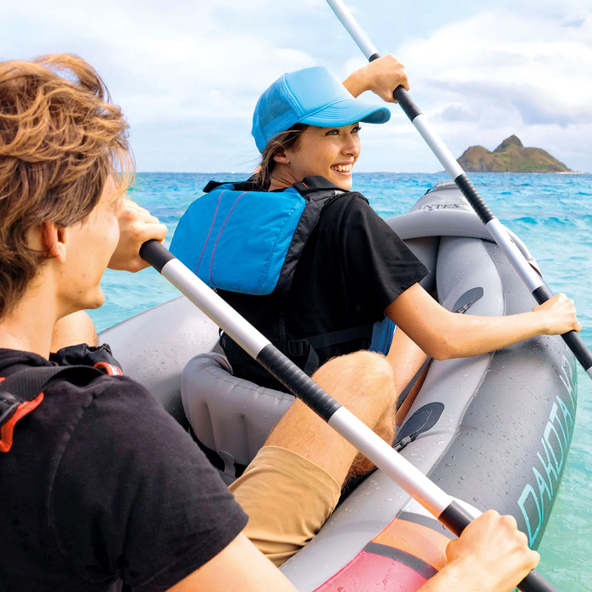 2025 Intex Dakota K2 Oppustelig Vinylkajak til 2 Personer med Pagajer og Pumpe – Åben Æske