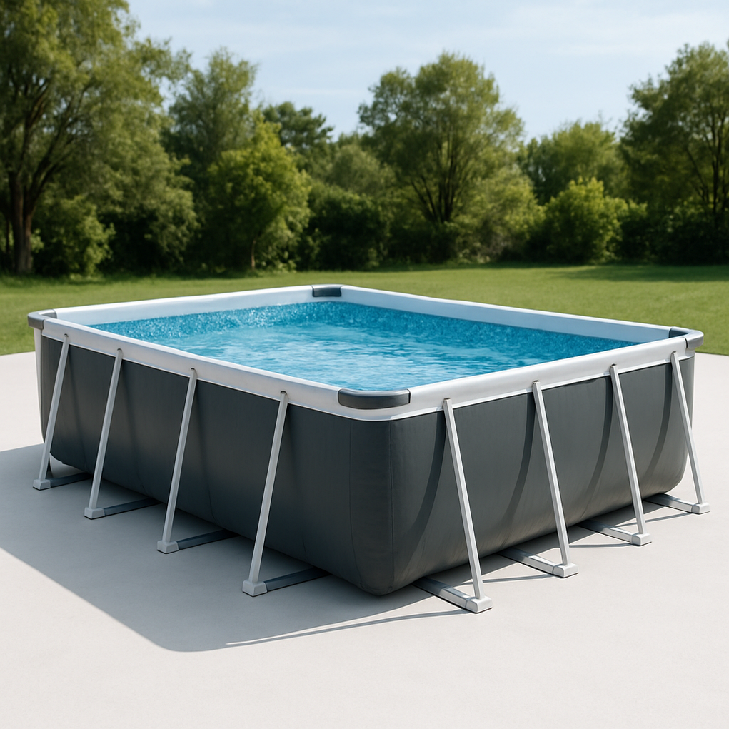 Piscine tubulaire rectangulaire 450x360x84 cm grise fhYPPFQ466zn