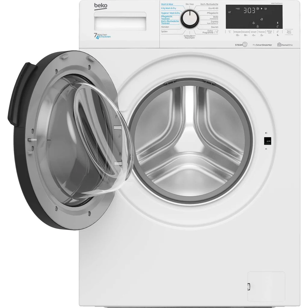 2025 Beko WDW75141 Steam1 vaskemaskine-tørretumbler med XL-dør. 1400 o/min. med damp.
