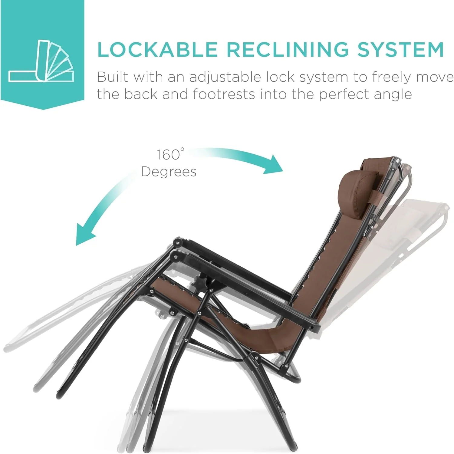 Bedste valg – Zero Gravity-lænestol til terrassen. Justerbar og foldbar udendørsstol med baldakin, nakkepude og sidebakke. Textilene – Påfugleblå