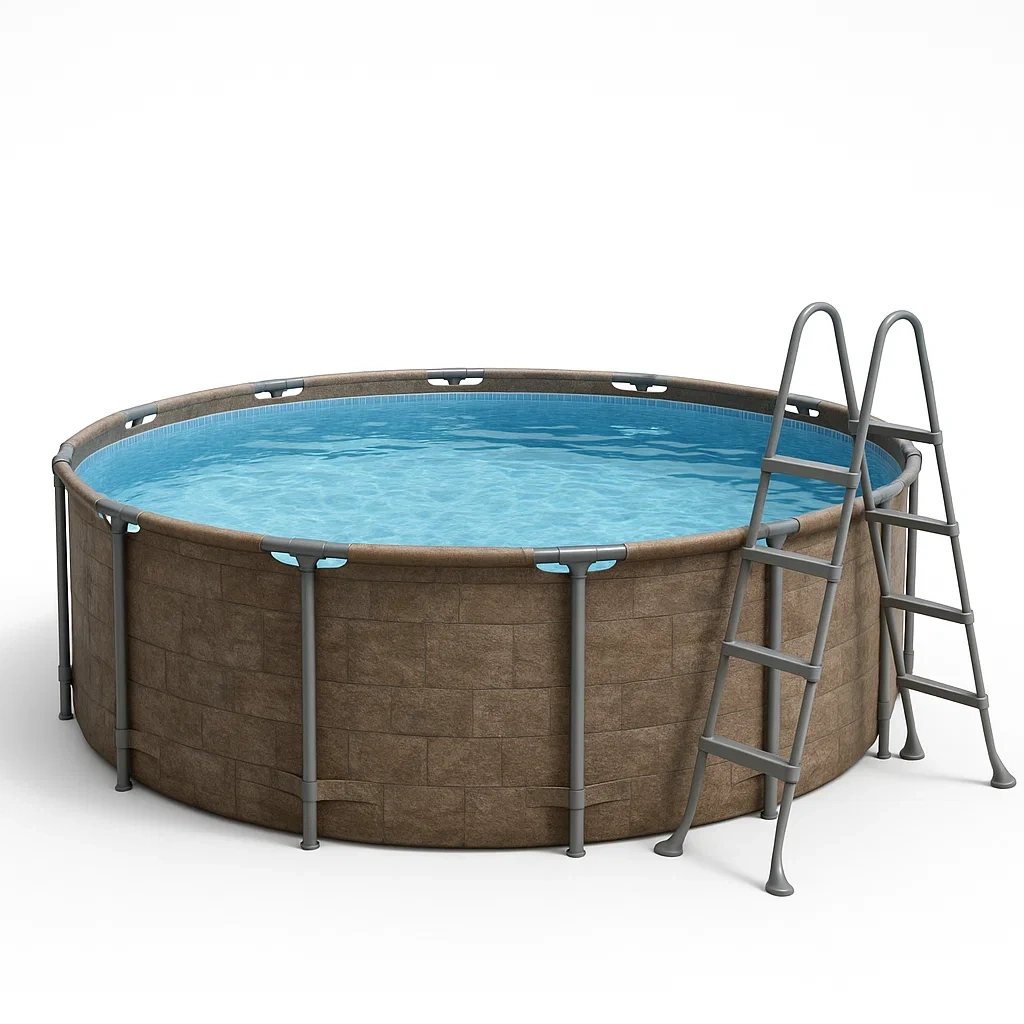 Piscine tubulaire ronde 358 x 98 cm, couleur beige, avec filtre et échelle MvaRAHo273Gb