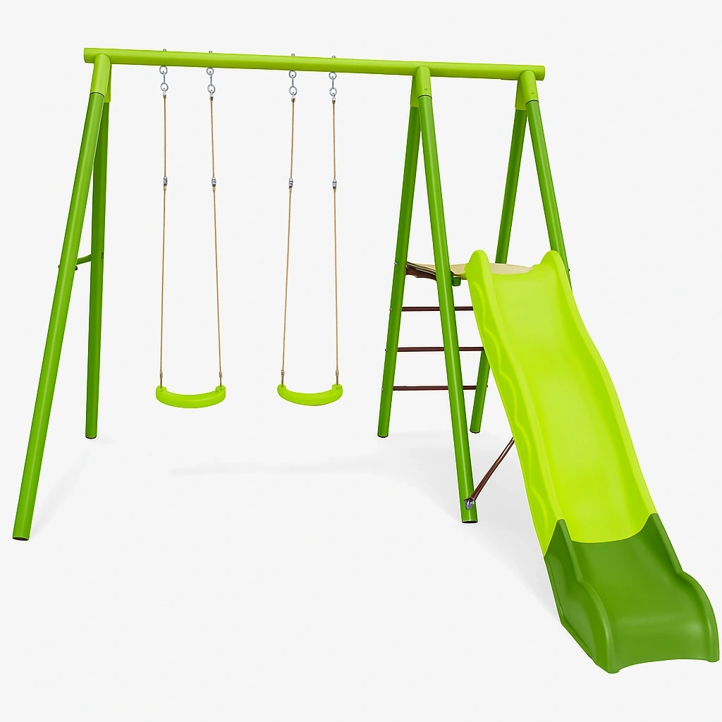 Balançoire pour enfants 260x185x175 cm vert métal/plastique - ZxWKoiMn27Rg