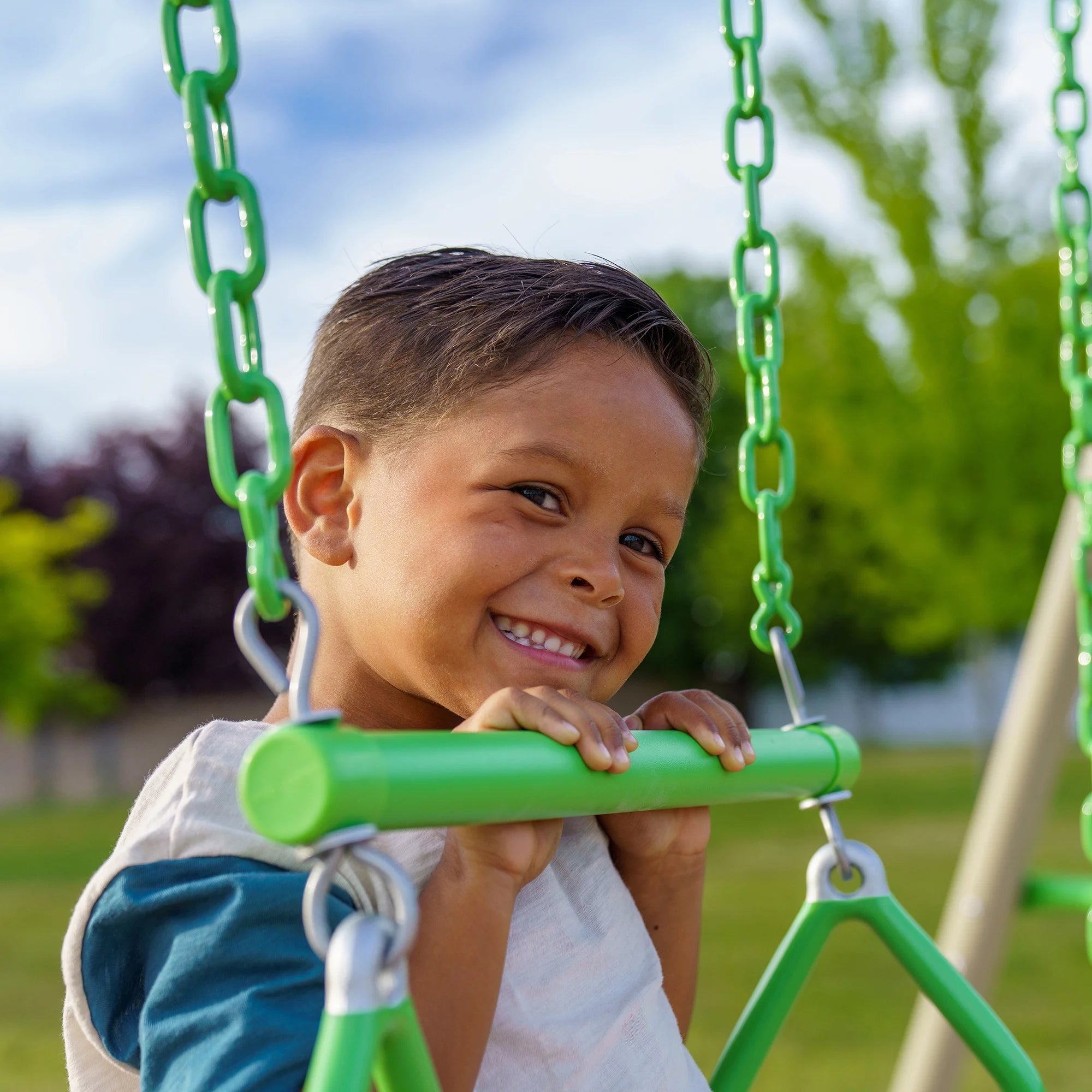 2025 Lifetime børnegyngesæt i metal med 2 gynger med stropper og trapezstang – 2,7 meter (91206)