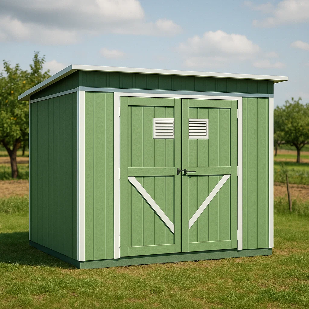 Abri de jardin vert à bords blancs, en matériau composite, pour extérieur, 215 x 175 x 200 cm cxefMEE177nw