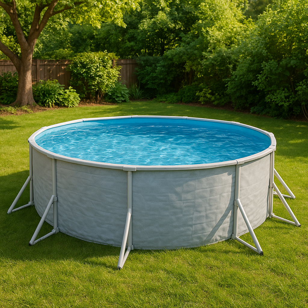 Piscine tubulaire ronde, oui, piscine tubulaire en PVC, acier, jardin, extérieur, gris clair, 457 x 107 cm, OllIlPA665Wv
