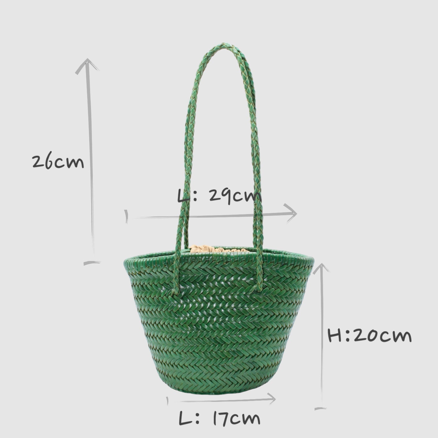 Carmel - Hand Woven Full-Grain Leather Bucket Bag Green