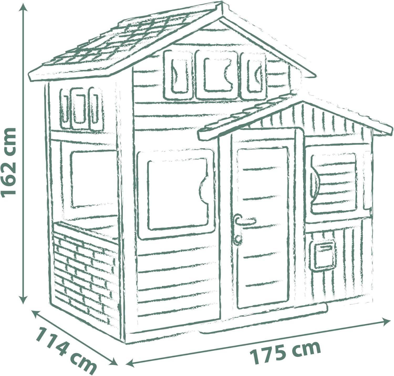 Smoby Life - Friends House EVO Spielhaus mit 2 Türen, 6 Fenstern und abnehmbarem Picknicktisch – Hergestellt aus recyceltem Material, UV-Schutz, für Kinder ab 3 Jahren (7600810208)