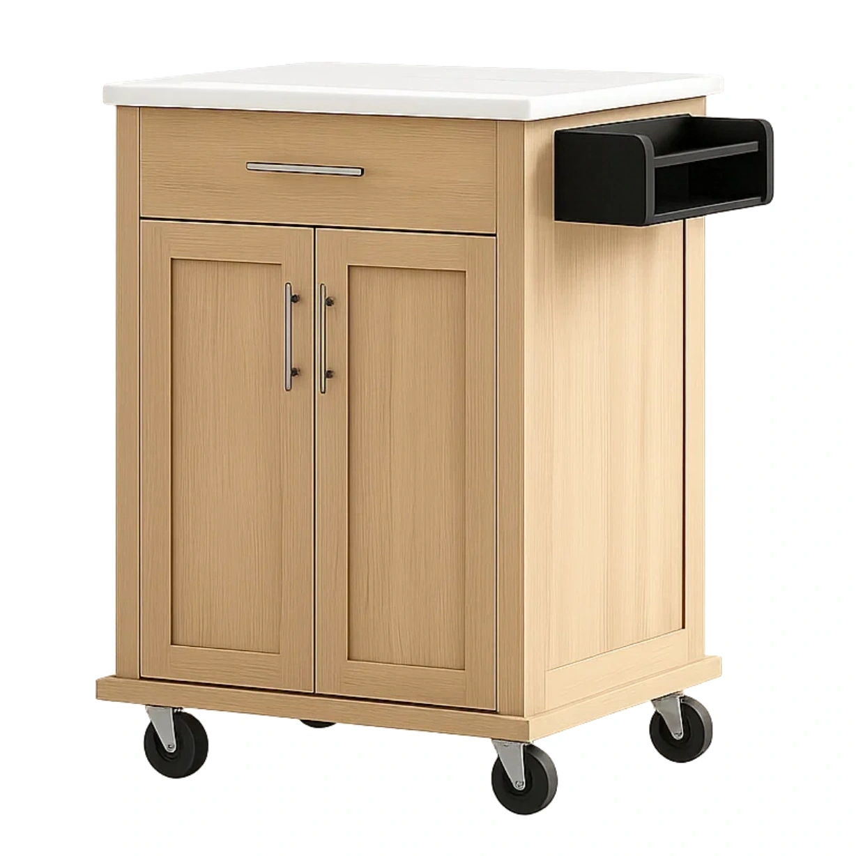 Îlot de cuisine sur roulettes, en bois et MDF, couleur beige, avec 1 tiroir et 2 portes, dimensions 80 x 40 x 85 cm, avec étagère supplémentaire, idéal pour le rangement en cuisine - uPkTCt1Ta8Yt
