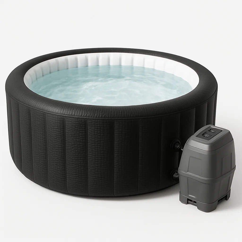 Spa gonflable, 180 x 180 x 66 cm, 4 personnes, rond, noir et blanc ckjJFIN354XY