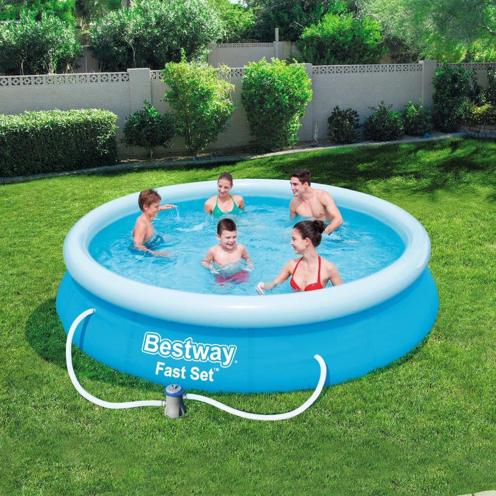 Vidaxl Fast Set aufblasbarer Pool Bestway mit Pumpe Blau Ø366x76 cm