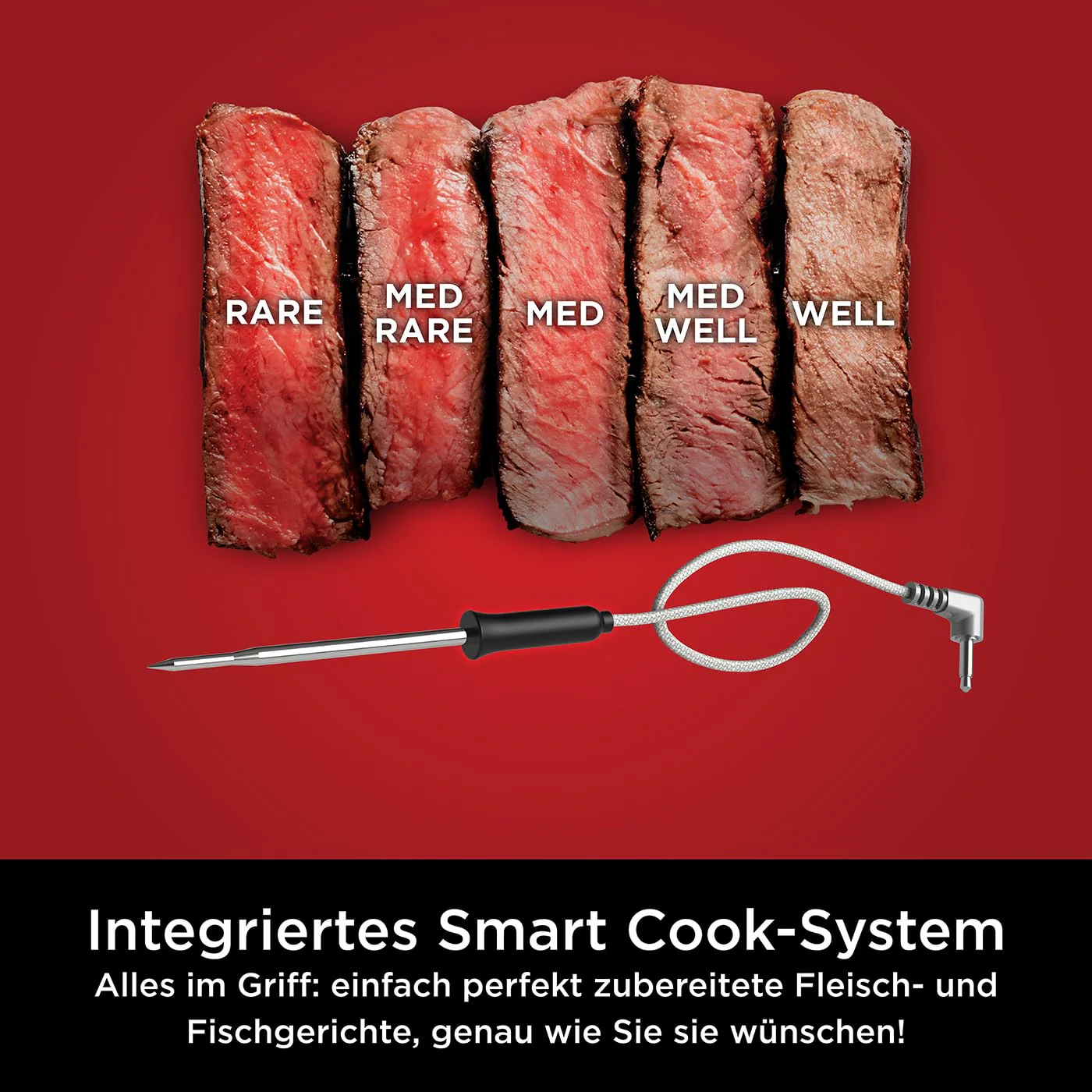 2025 Ninja Foodi MAX multifunktionskomfur med smart låg. 7,5 l. 14-i-1 multifunktionskomfur. Trykkoger. Airfryer. Slowcooker. Digital temperatursensor. Rustfrit stål. OL750EU