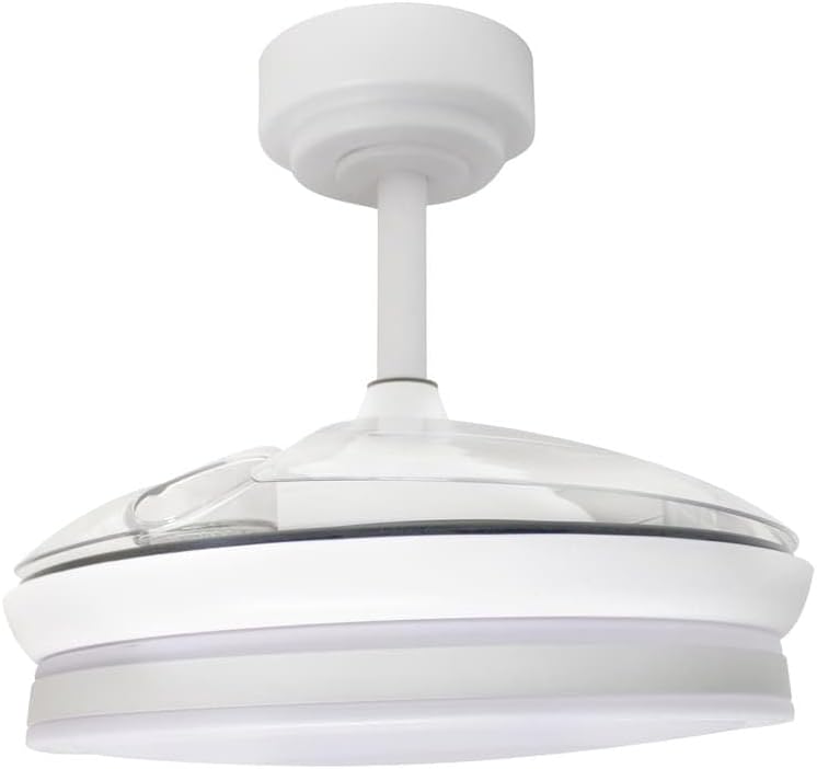 wonderlamp – Pearl Mini LED loftsventilator med lys, udtrækkelige blade, meget stille DC-motor, 3 justerbare farvetemperaturer, 46W, hvid