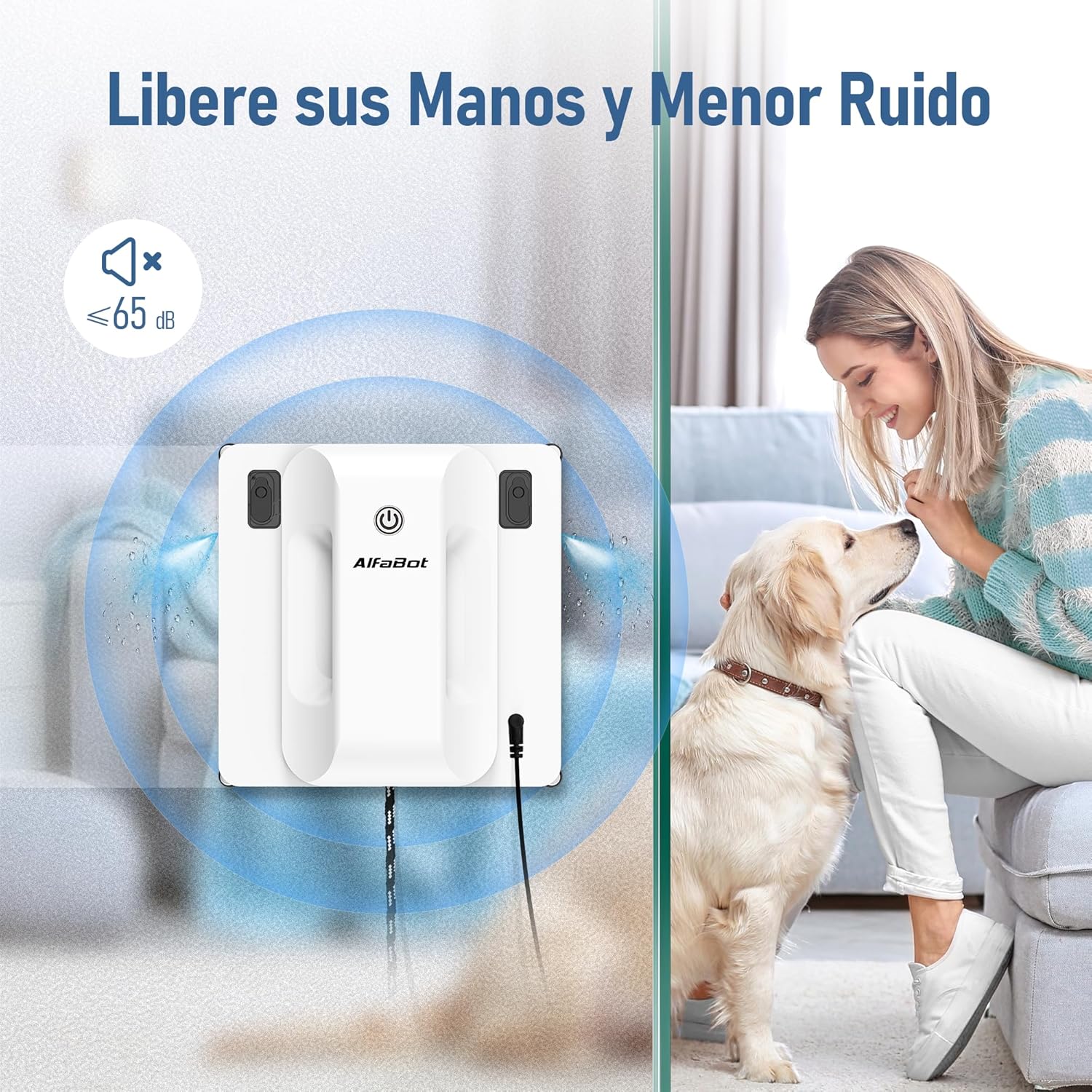 AlfaBot GLS400 vinduesvaskerrobot, intelligent elektrisk vinduesvaskerrobot med tovejssprøjte, 50 ml, intelligent navigation, til alle glatte overflader, firkantet