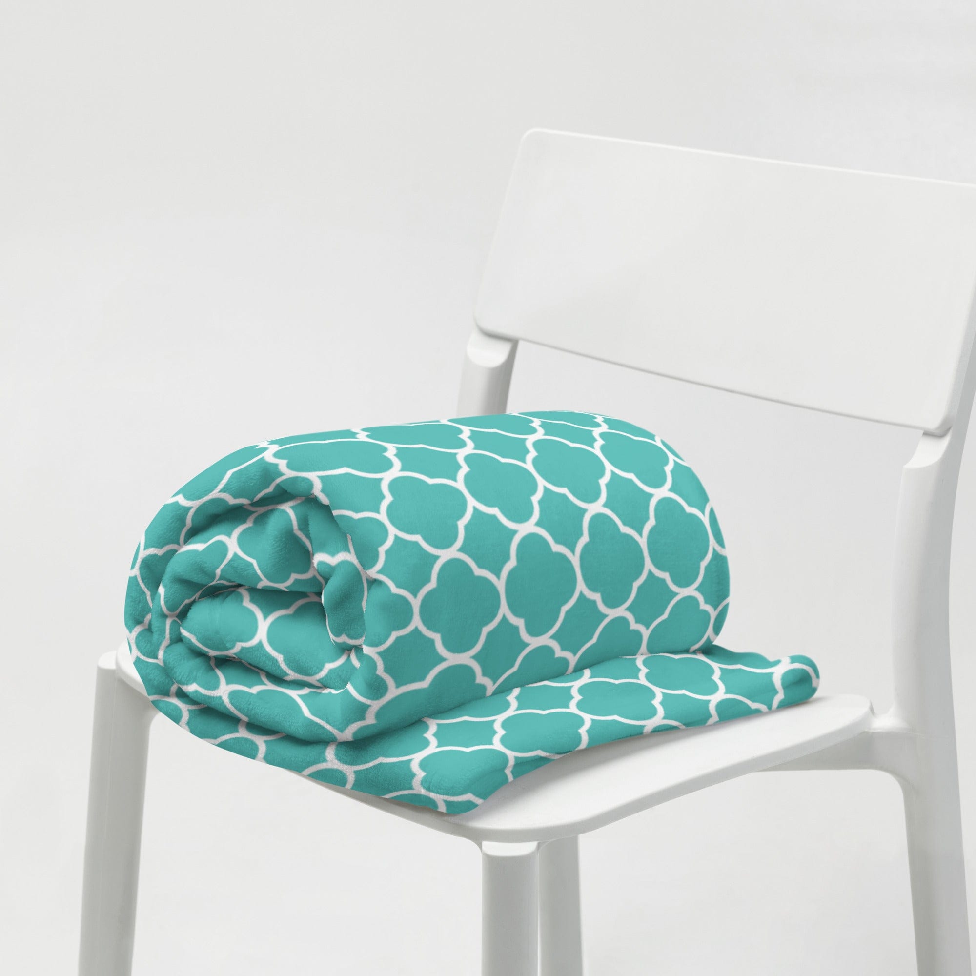Turquoise Quatrefoil Throw Blanket