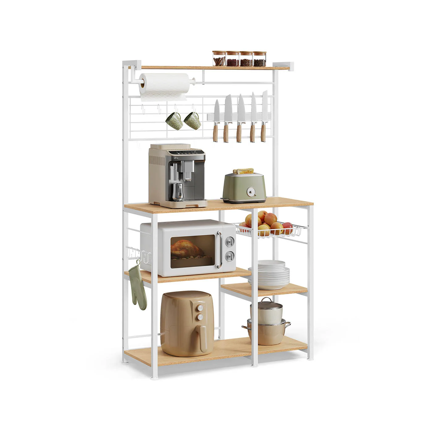 Küchenregal, Bäckereiregal, Drahtkorb, Papierhalter