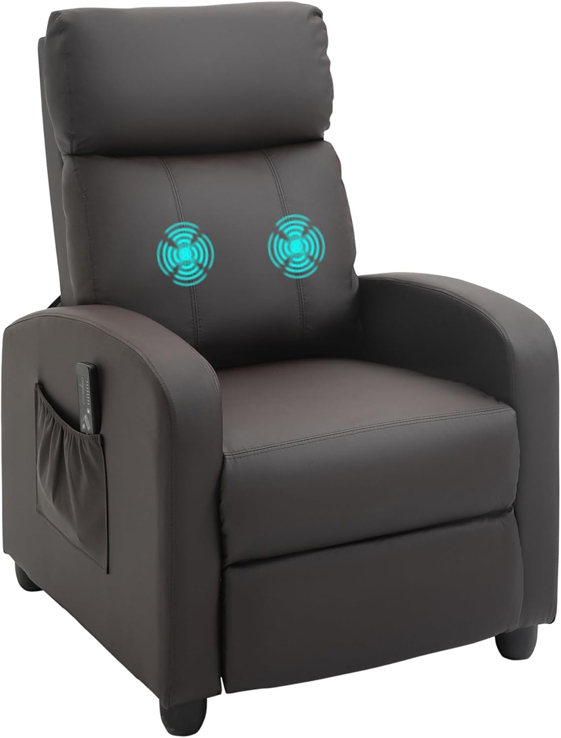 HOMCOM Massagestol, Hvilestol med Fjernbetjening, 2 Massagezoner, 8 Programmer, 5 Intensitetsniveauer, 1 Sidelomme og Timer, PU Betræk, 68x88x98 cm, Creme