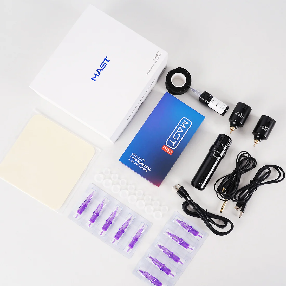 Mast Flip Pen-type roterende tatoveringsmaskinesæt med trådløst batteri
