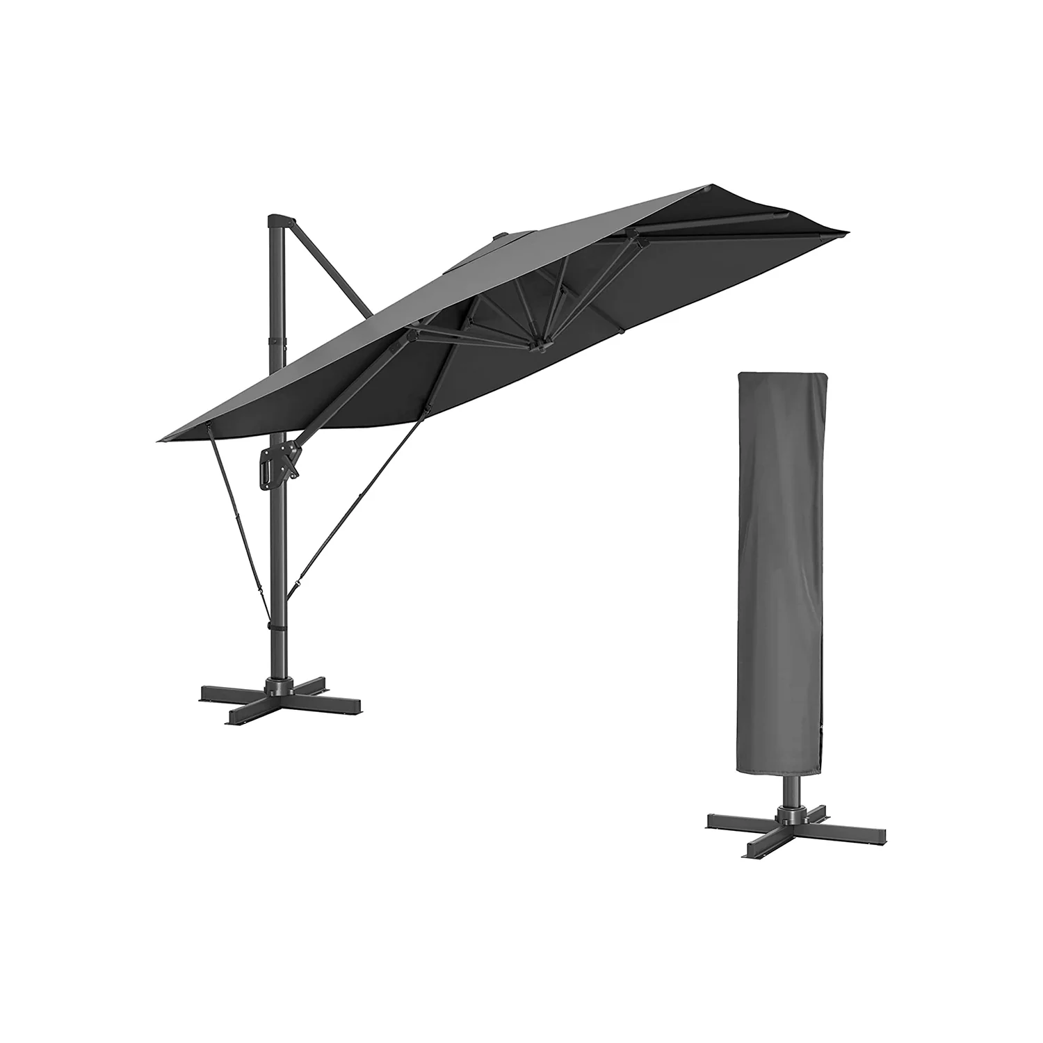 2025 360° drehbarer Sonnenschirm mit Kurbel und Ständer