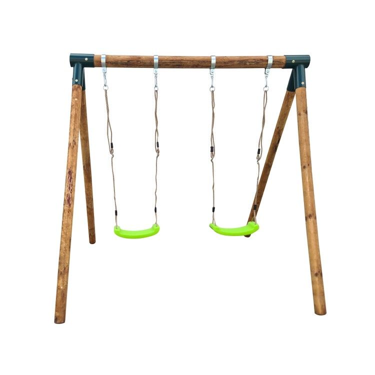 Masgames Kaba Runde Doppelschaukel aus Holz mit zwei flachen Sitzen