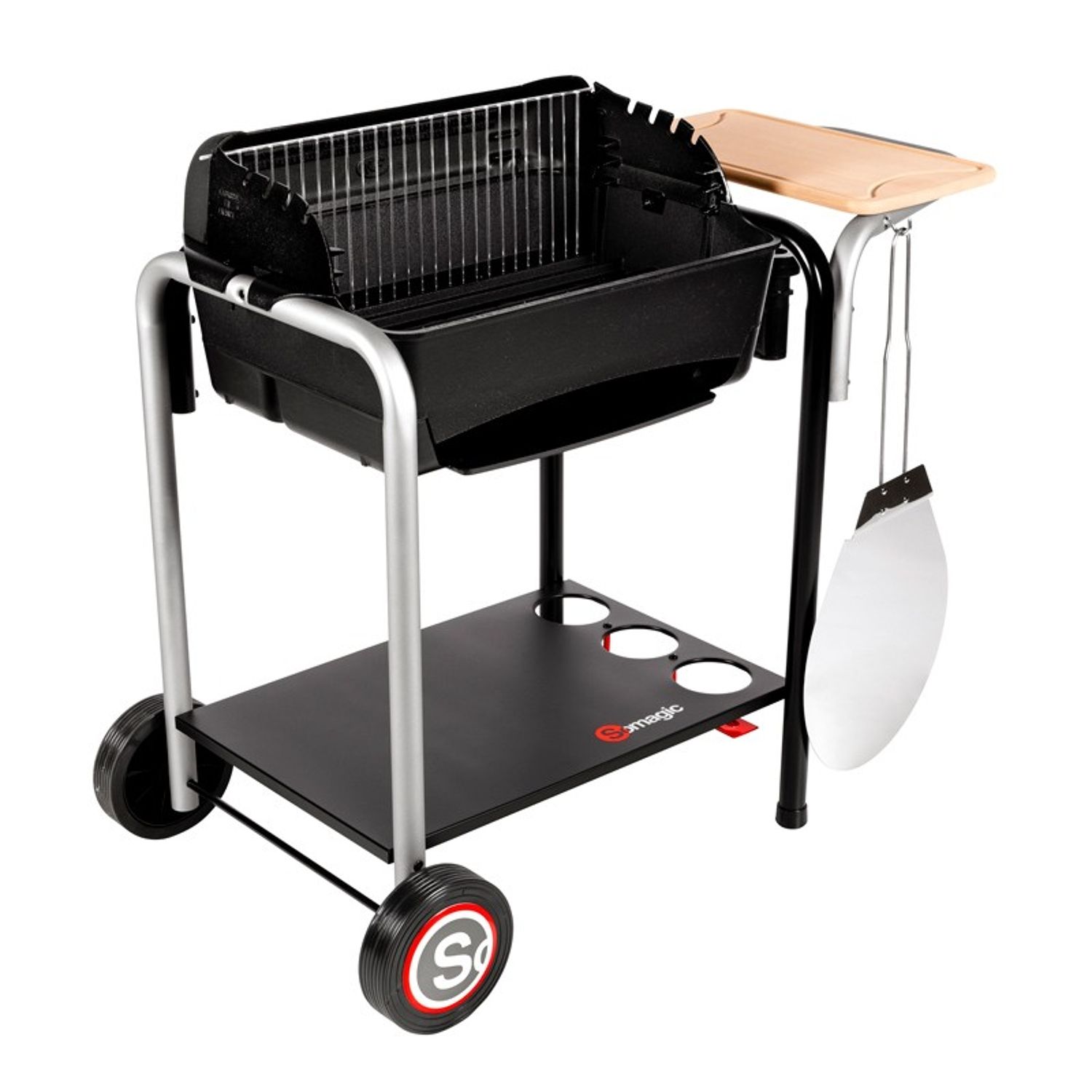 Römischer Holzkohlegrill mit Pizza-Zubereitung