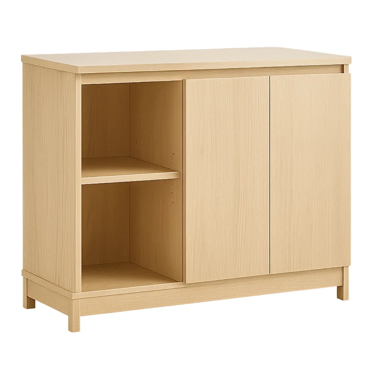 Îlot de cuisine rectangulaire avec étagères et portes, en MDF, coloris chêne clair, autoportant, 80 x 40 x 75 cm, pour usage domestique. - 1WTsMCe2Hlg1