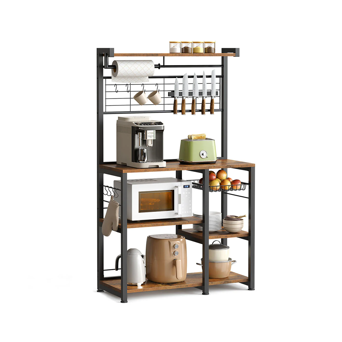 Küchenregal, Bäckereiregal, Drahtkorb, Papierhalter