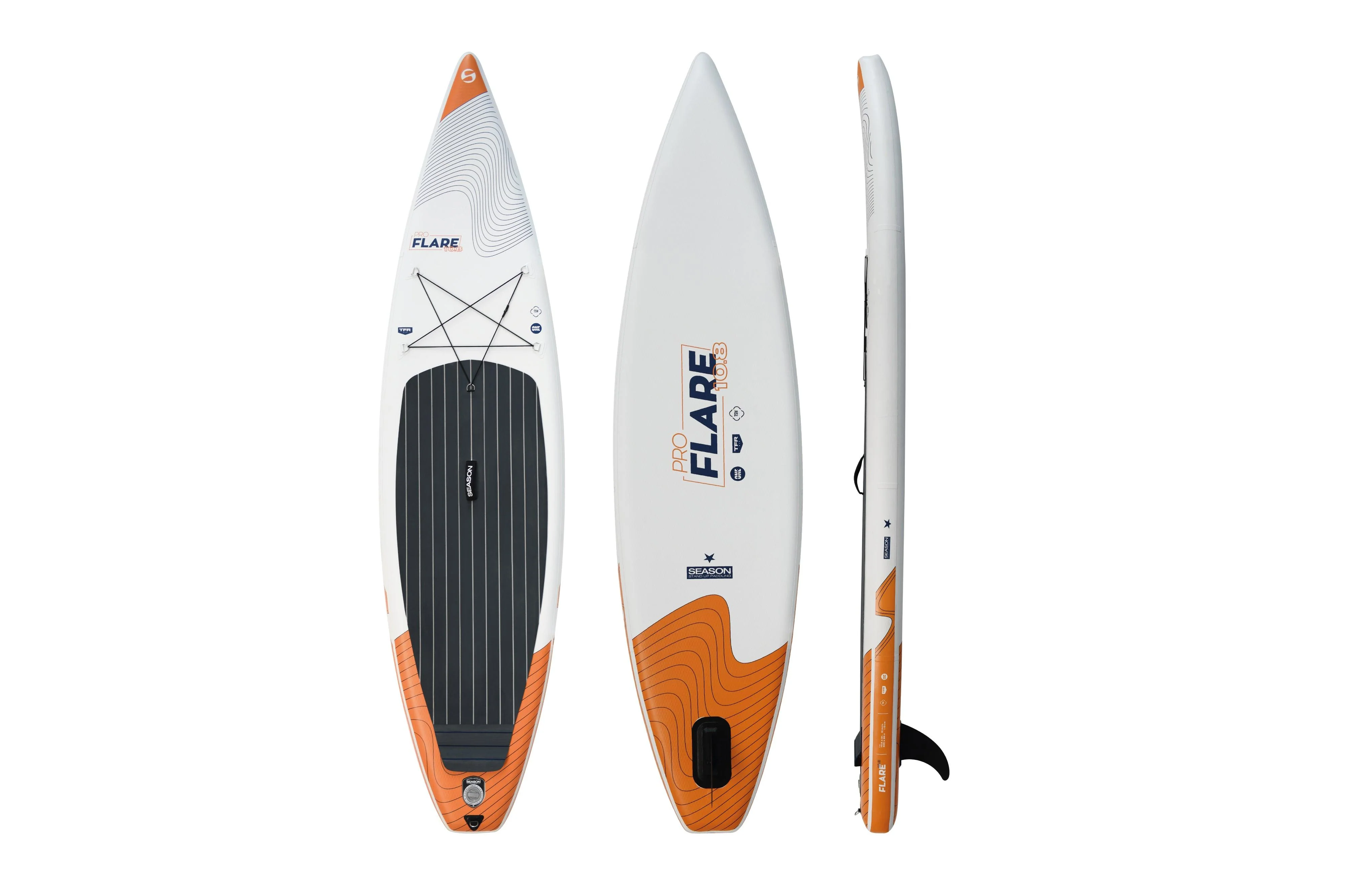 2025 Flare Pro 10.8 Oppusteligt Touring SUP Board – Dobbeltlags Fusion, med glasfiberpagaj, pumpe og rygsæk med hjul