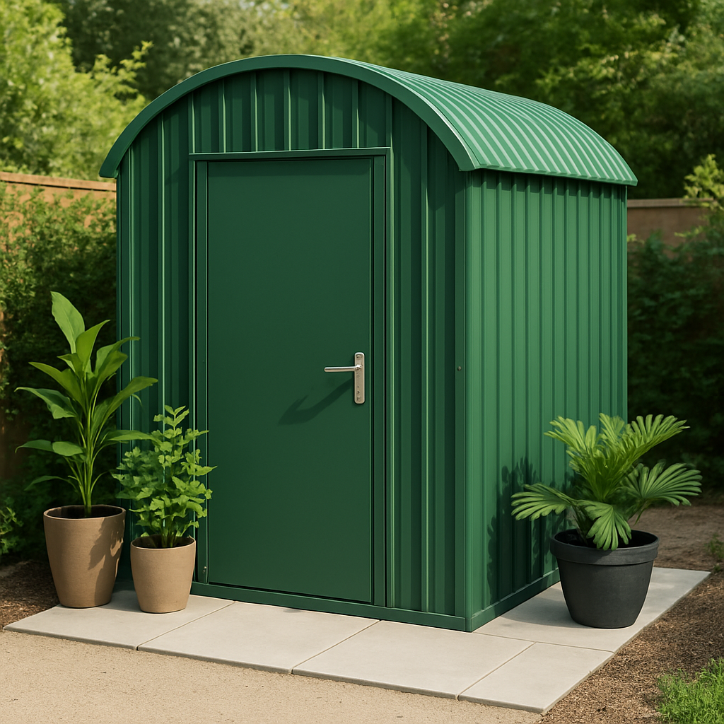 Abri de jardin en résine verte et acier 195×150×210 cm